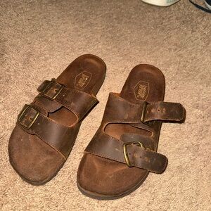 Brown Leather Sandals with Buckles